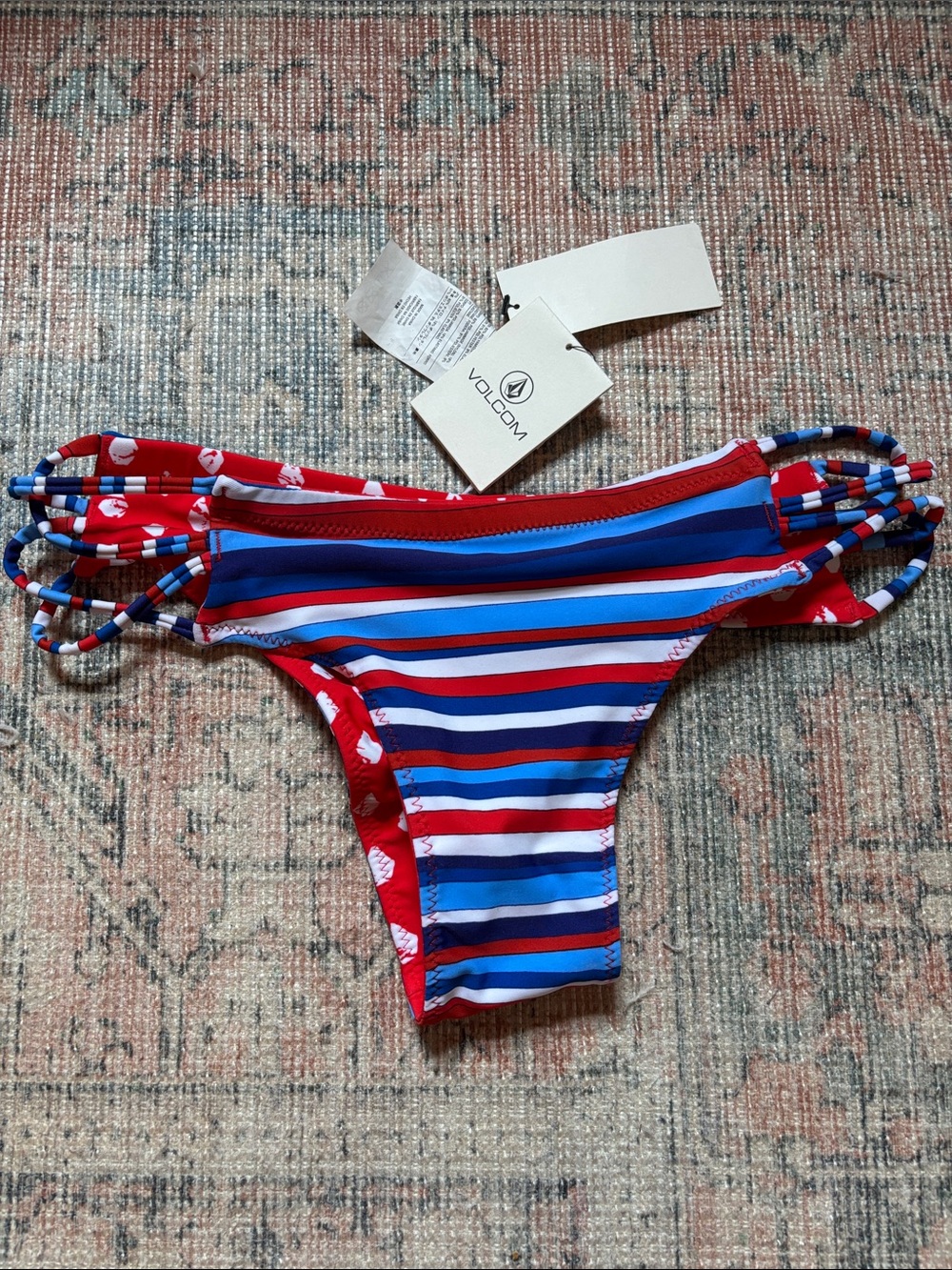 NEW ✨ Volcom Bikini Bottom/ Reversible Red, White and Blue Size Medium